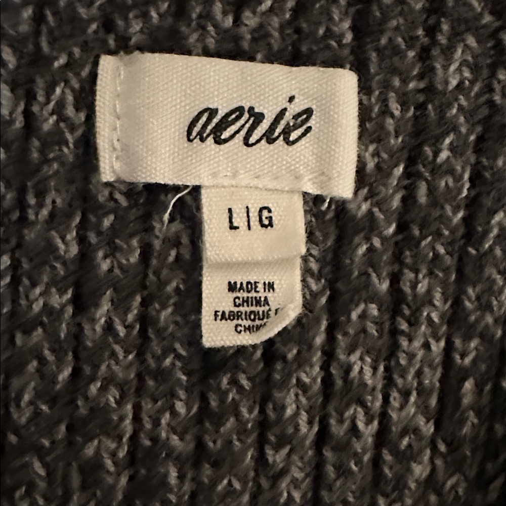 Aerie Gray Ribbed Cable Knit Sweater - Women’s Large - Picture 5 of 5